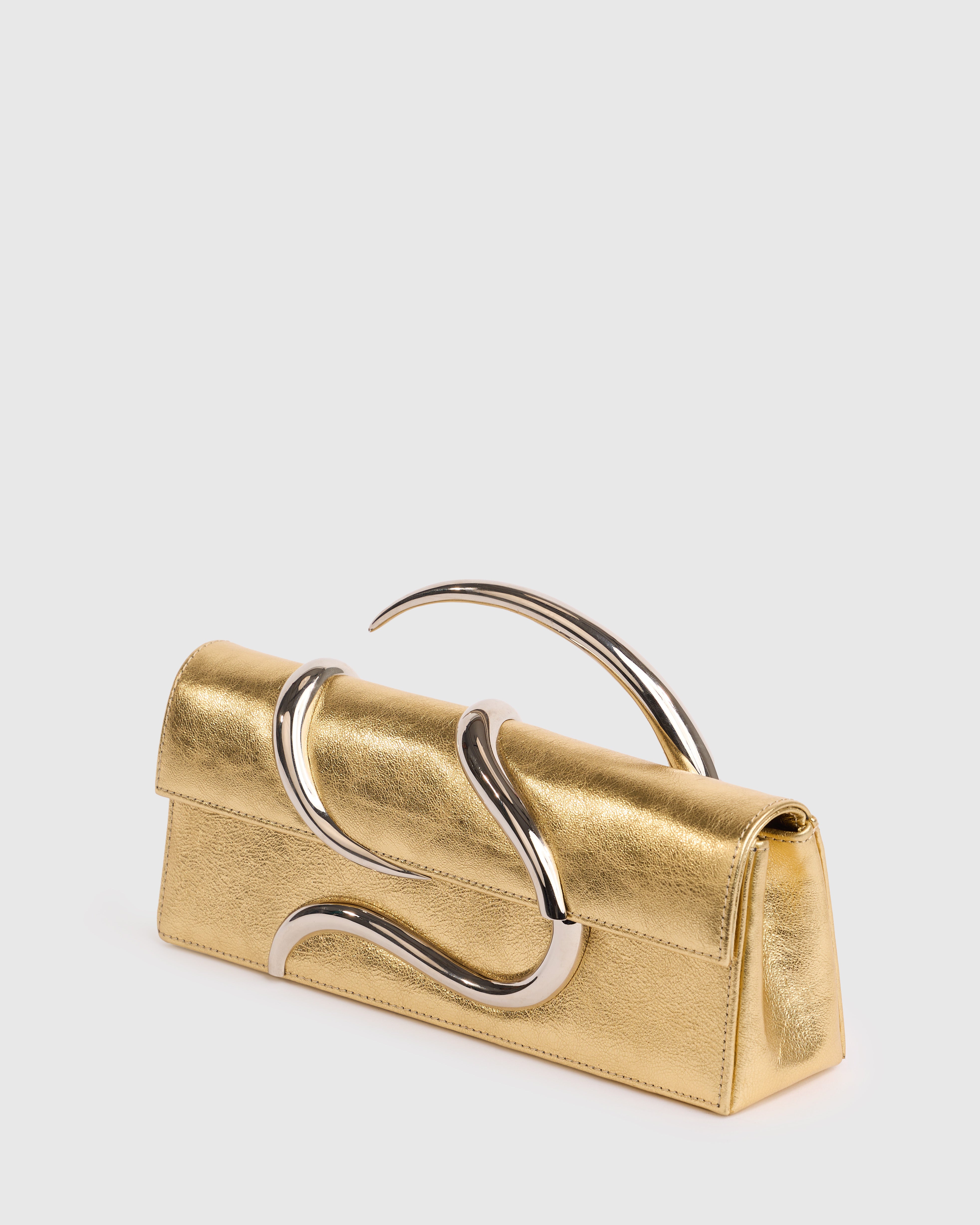 Gold Aura Baguette Clutch