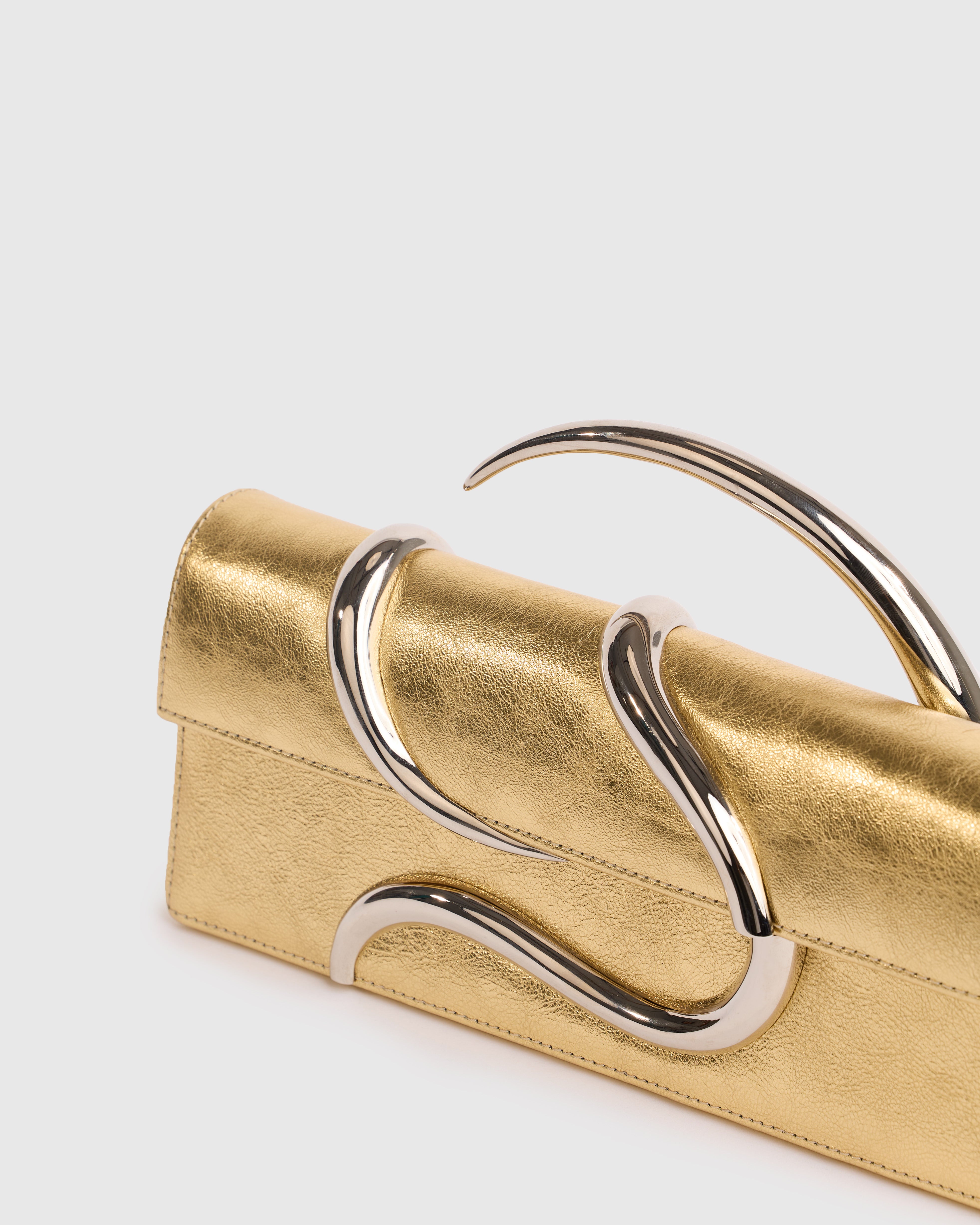 Gold Aura Baguette Clutch