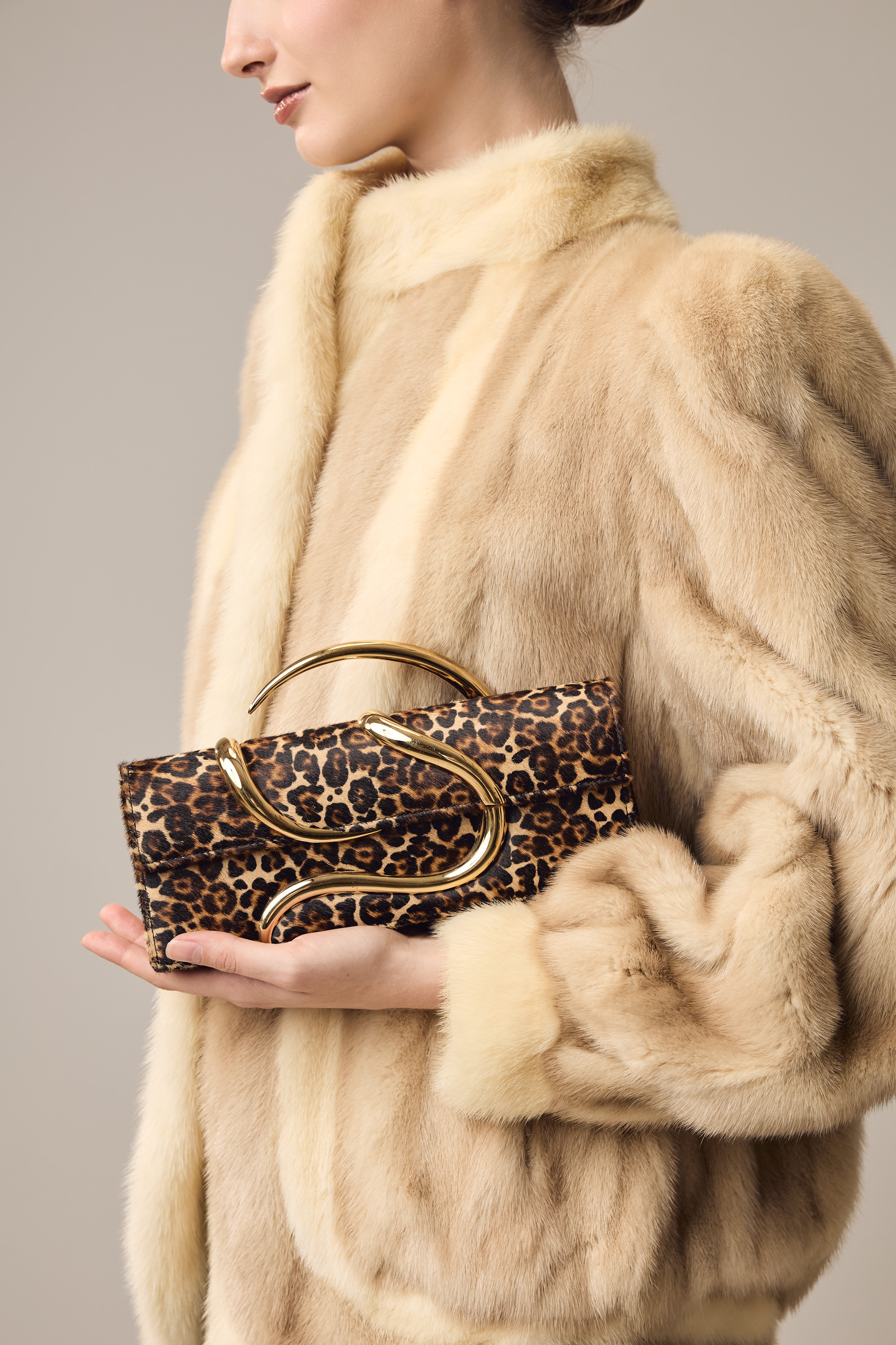 Leopard Aura Baguette Clutch