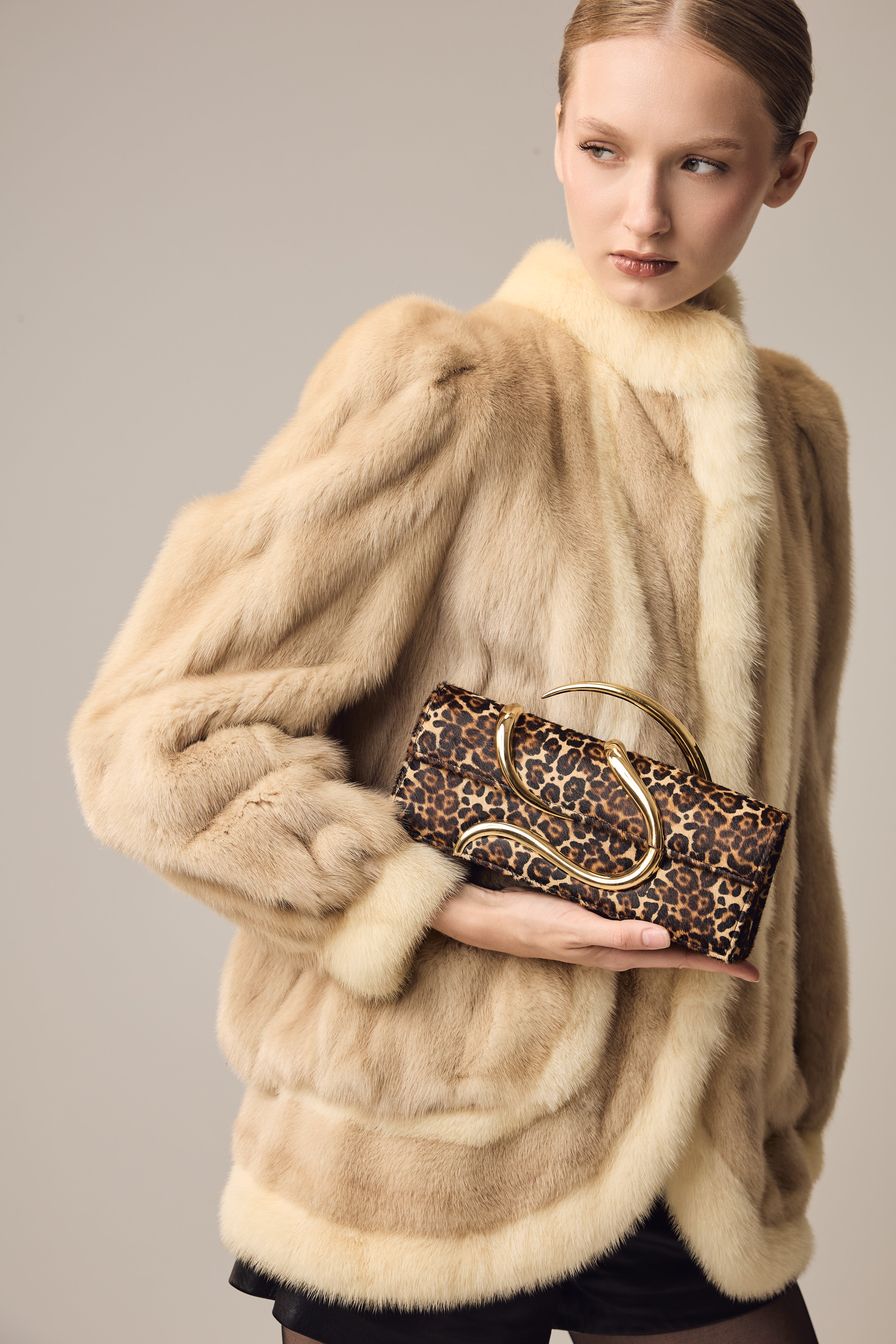 Leopard Aura Baguette Clutch