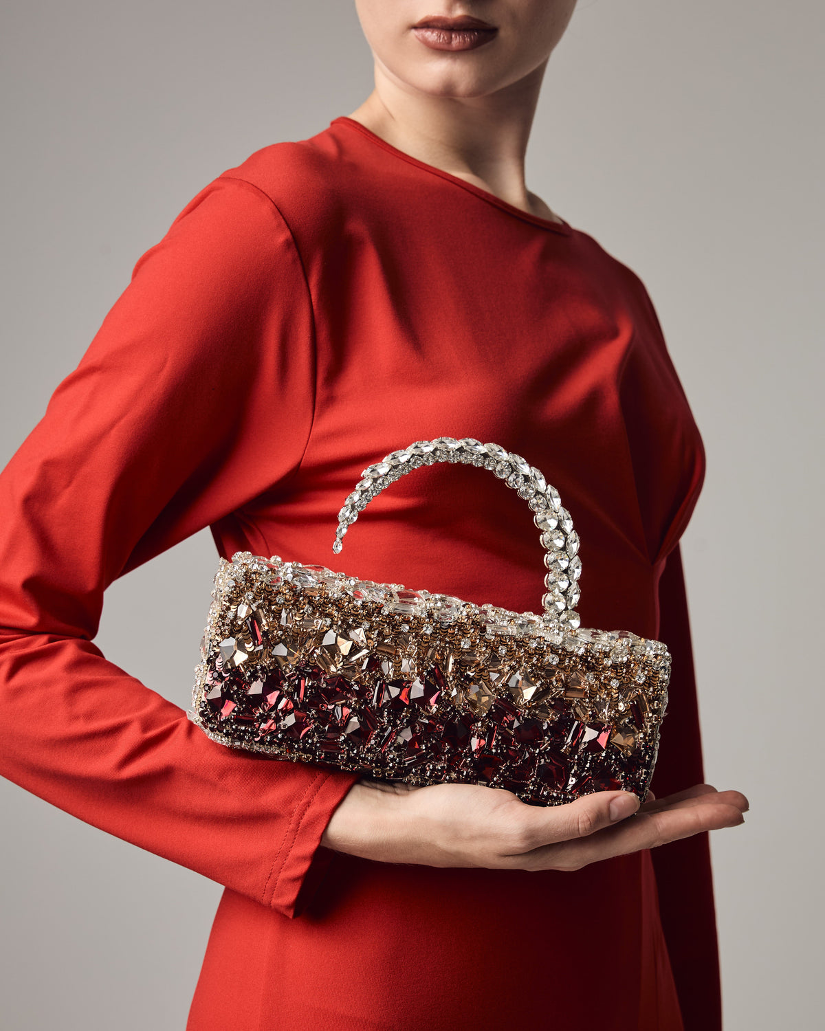 Burgundy Crystal Malika Clutch