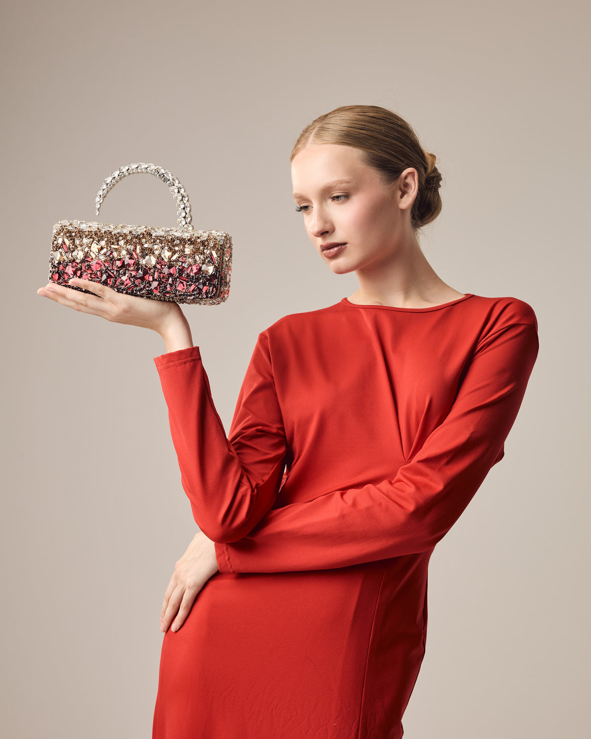 Burgundy Crystal Malika Clutch