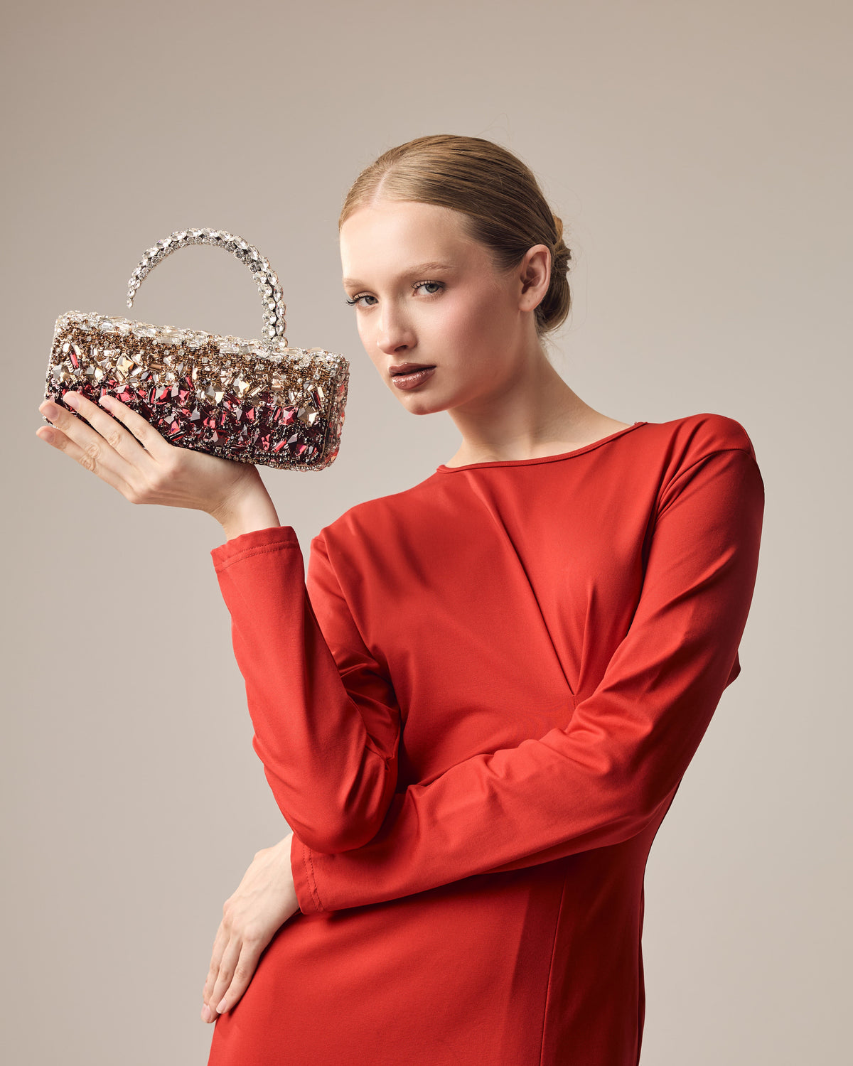 Burgundy Crystal Malika Clutch