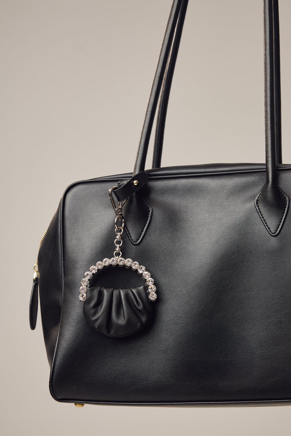 Black Leather Micro Bag Charm