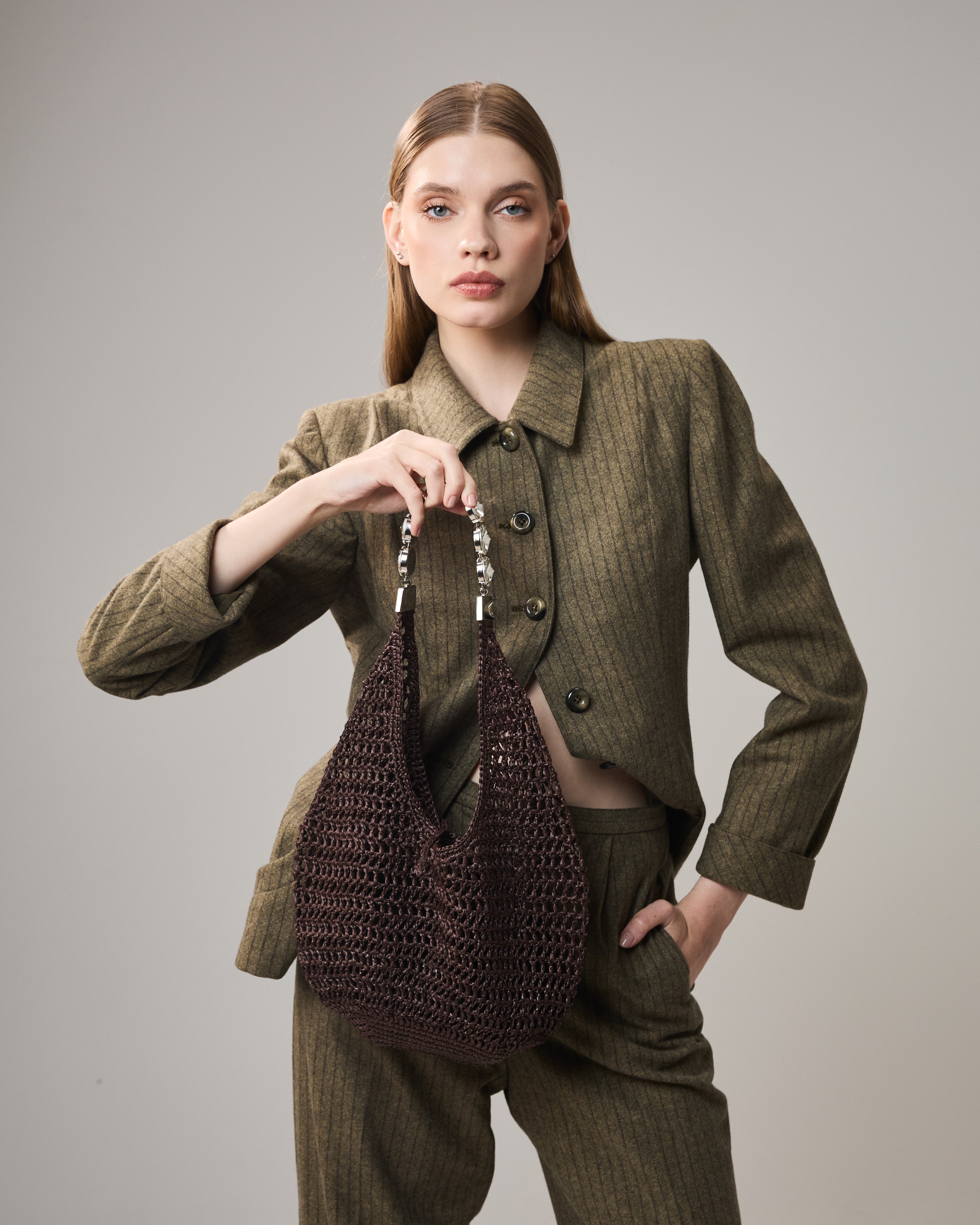 Brown Crochet Tote Bag