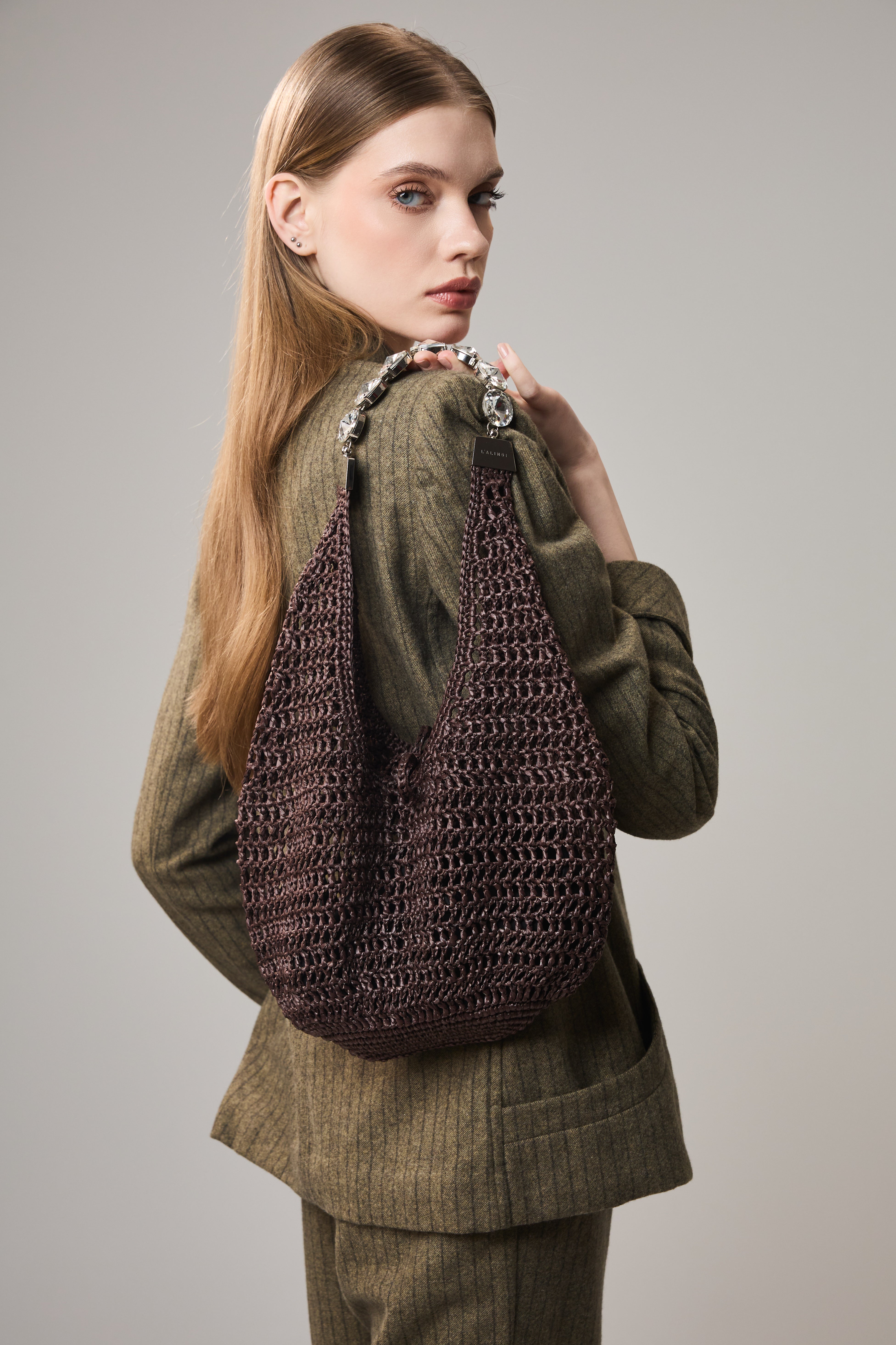 Brown Crochet Tote Bag