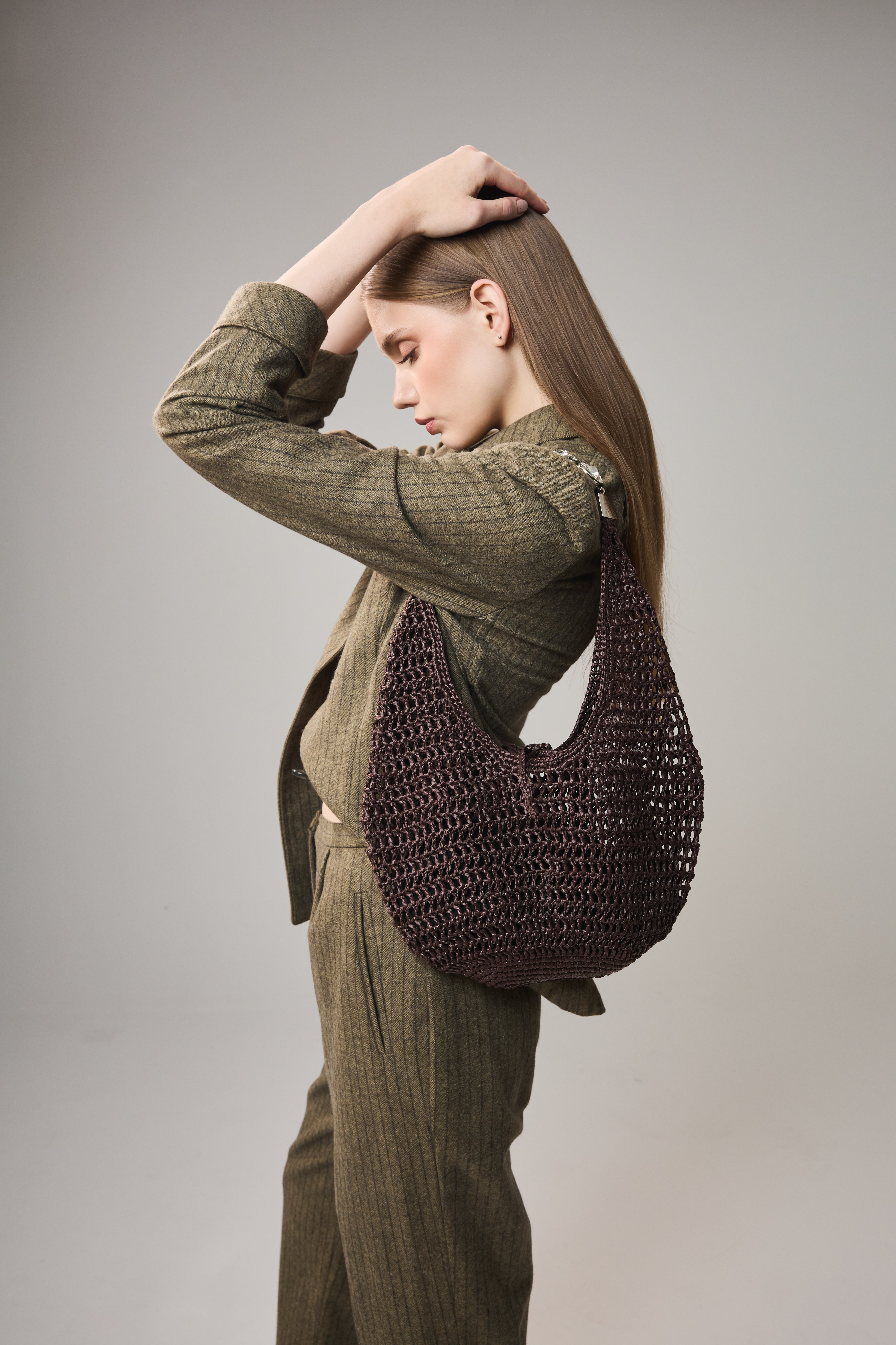 Brown Crochet Tote Bag