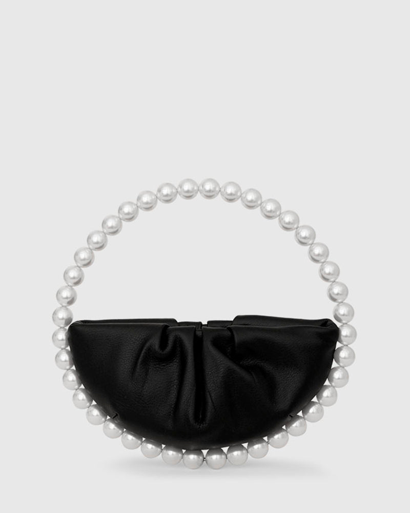 L'alingi London Pearl Black Leather Luxury Clutch