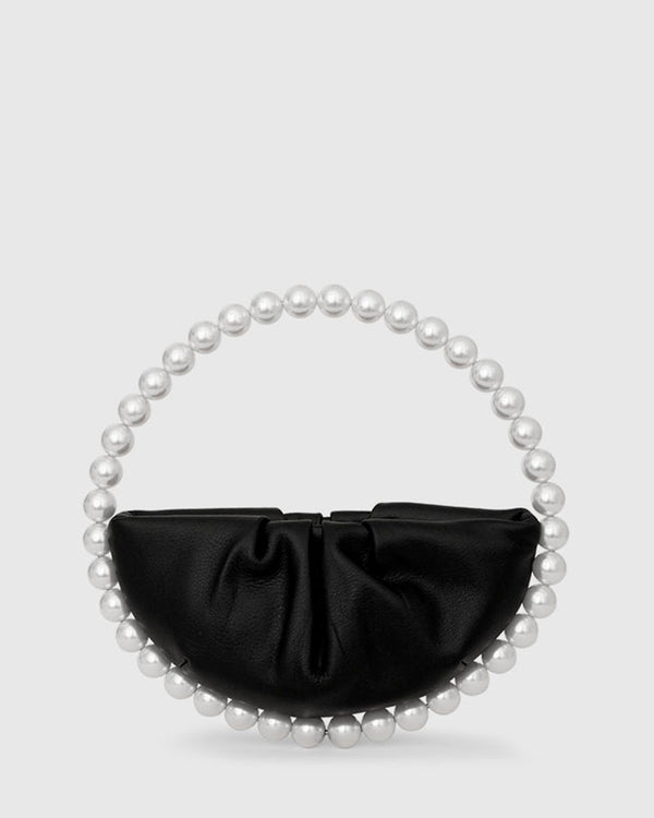 L'alingi London Pearl Black Leather Luxury Clutch