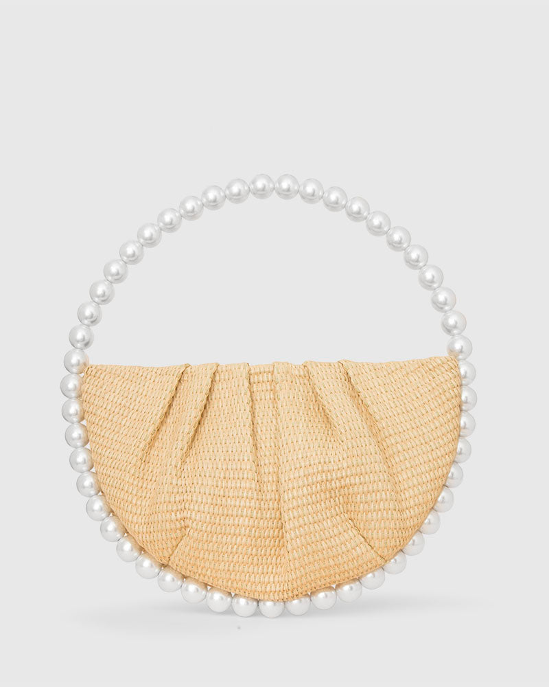 L'alingi London Jumbo Pearl Raffia Luxury Clutch