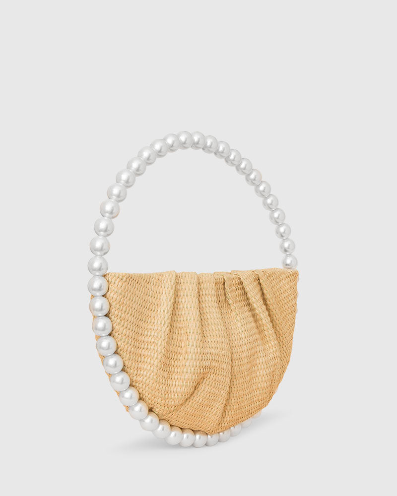 L'alingi London Jumbo Pearl Raffia Luxury Clutch