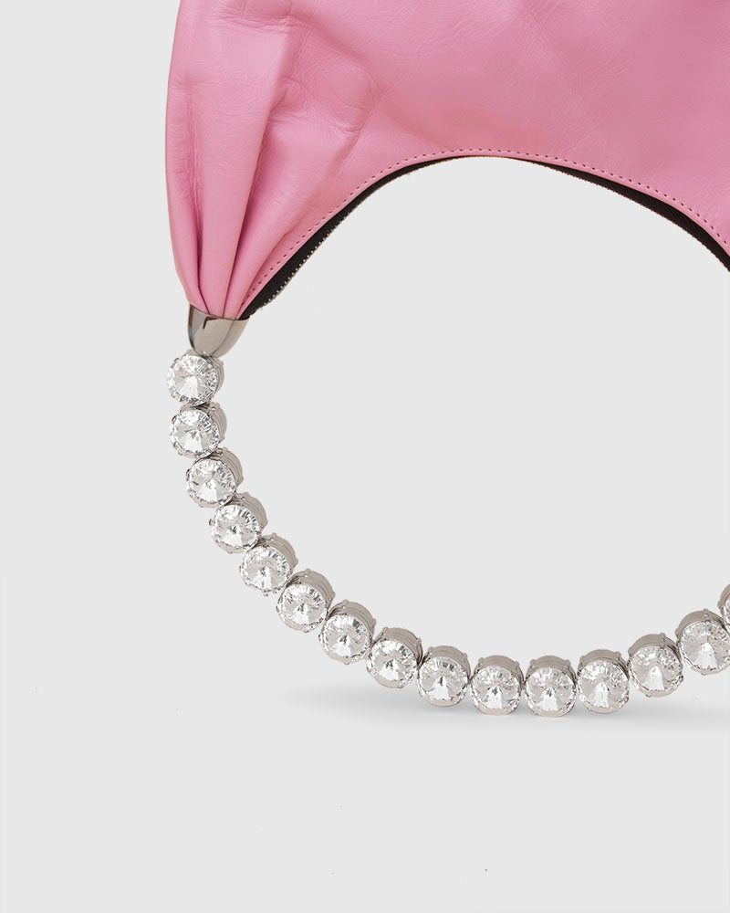 L'alingi London Pink Banana Luxury Handbag with Swarovski stones