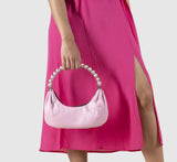 L'alingi London Pink Banana Luxury Handbag with Swarovski stones
