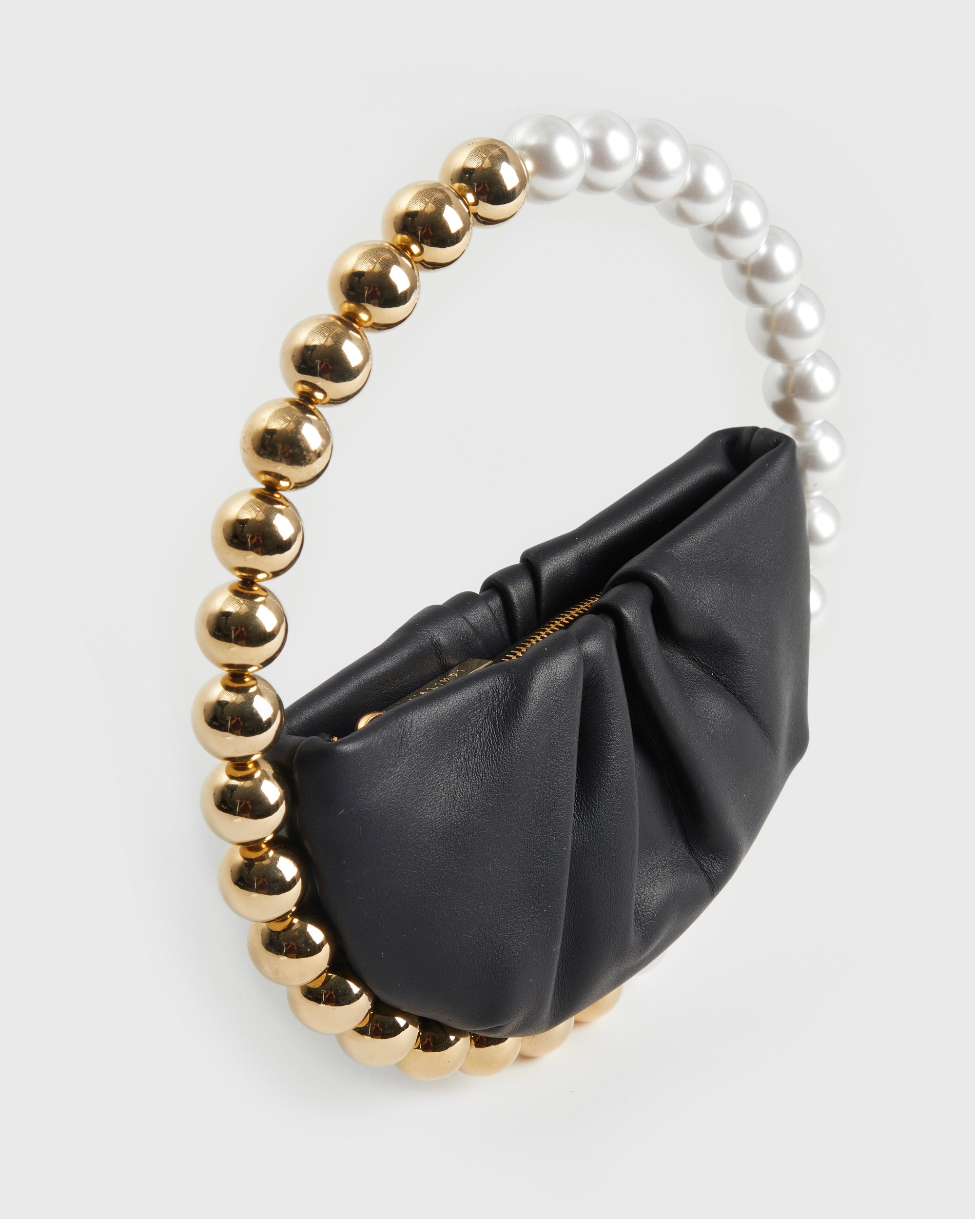 Black Gold & Pearl Band Clutch