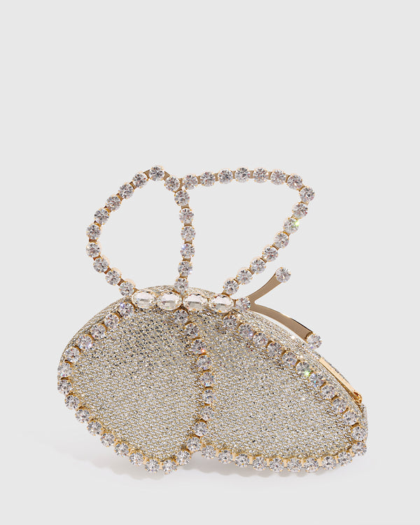 Gold Lace Butterfly Clutch