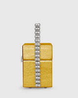 L'alingi London Gold Metallic Luxury Cube Clutch with Swarovski stones