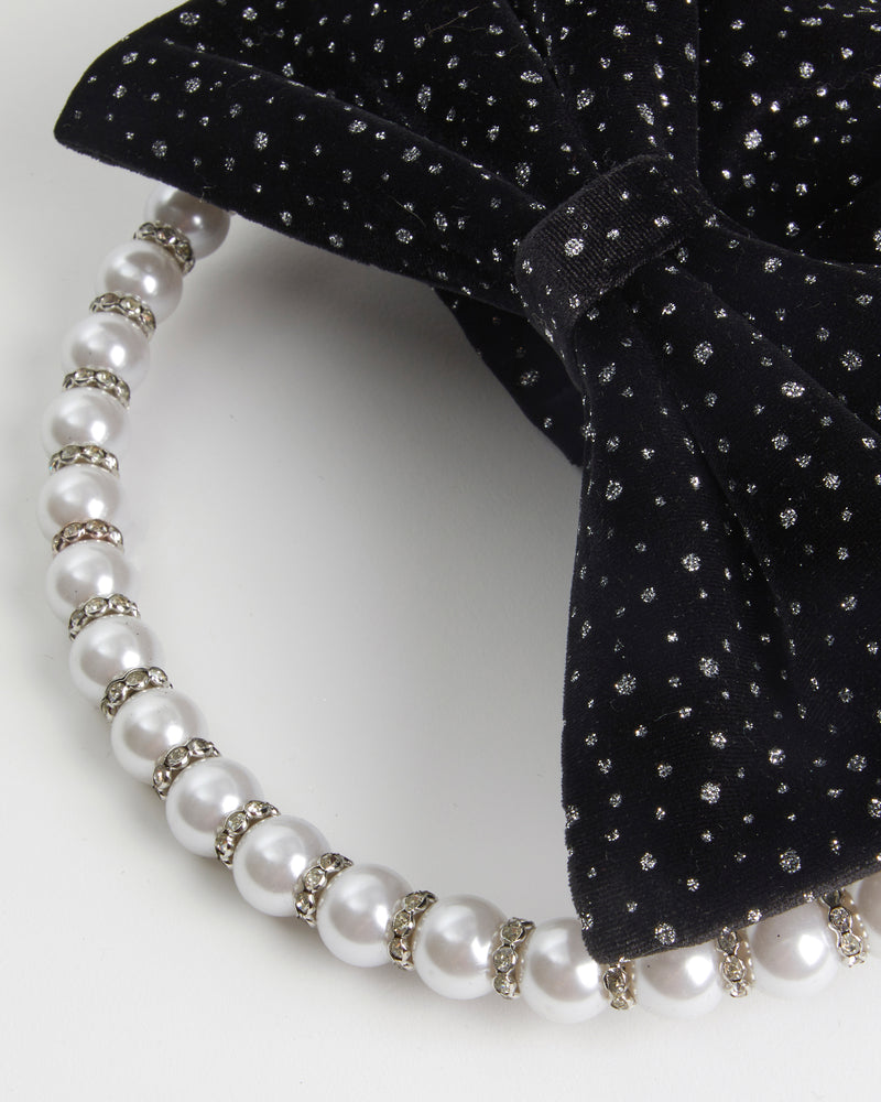 Black Bow Pearl Clutch