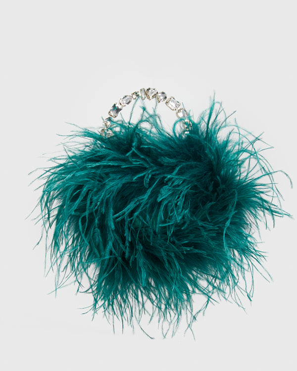 Forest Green Taliya Feather Pouch