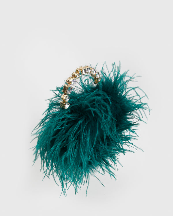 Forest Green Taliya Feather Pouch