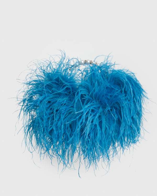 Blue Pearl Feather Pouch