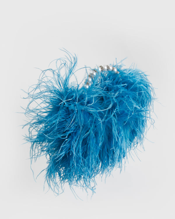 Blue Pearl Feather Pouch