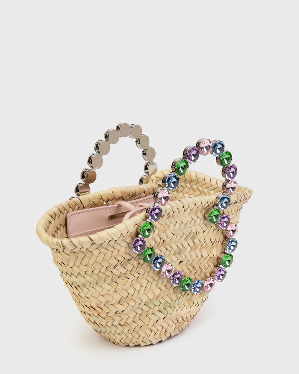 Heart Mini Raffia Basket Bag