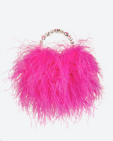 Neon Pink Taliya Feather Pouch