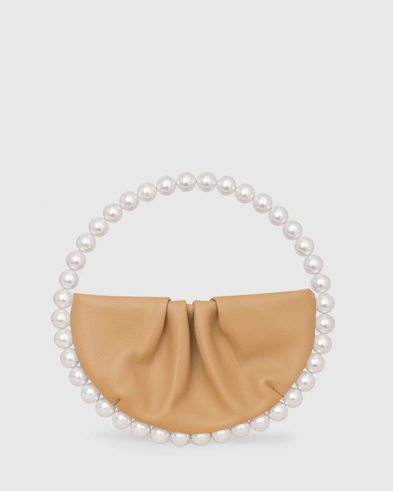 L'alingi London Pearl Nude Leather Luxury Clutch