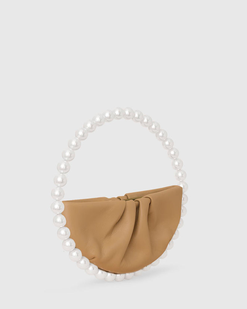 L'alingi London Pearl Nude Leather Luxury Clutch