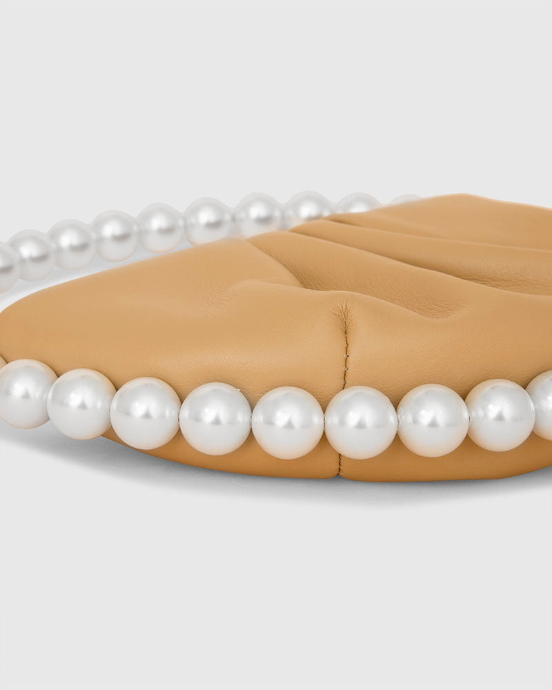 L'alingi London Pearl Nude Leather Luxury Clutch
