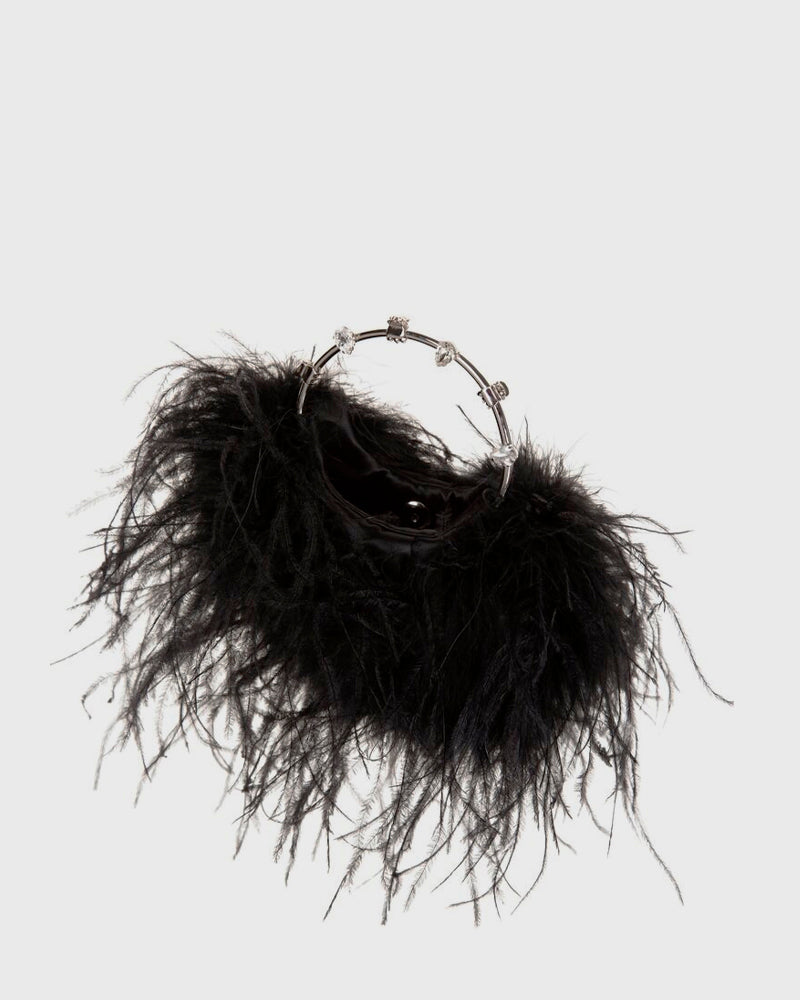 L'alingi London Pouch Black Feathers Luxury Clutch