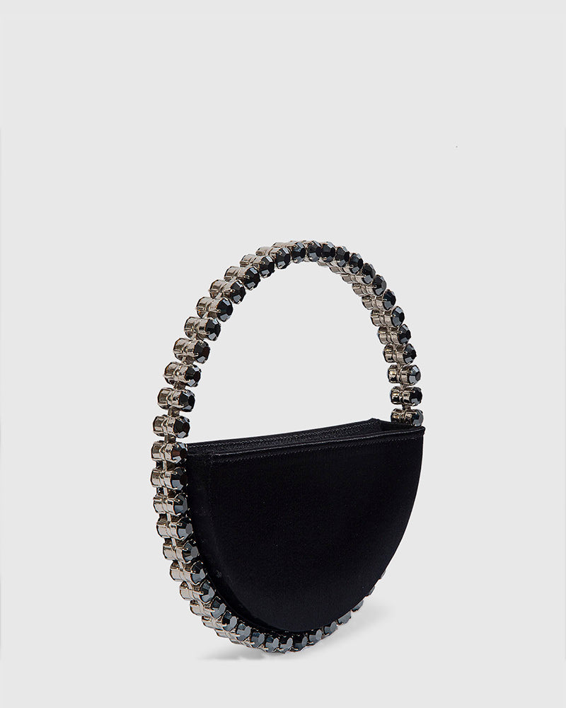 L'alingi London Eternity Black Luxury Clutch with Black crystal stones
