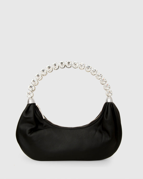 L'alingi London Black Banana Luxury Handbag with Swarovski stones