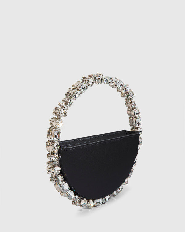 L'alingi London Multi Eternity Black Luxury Clutch with Swarovski stones