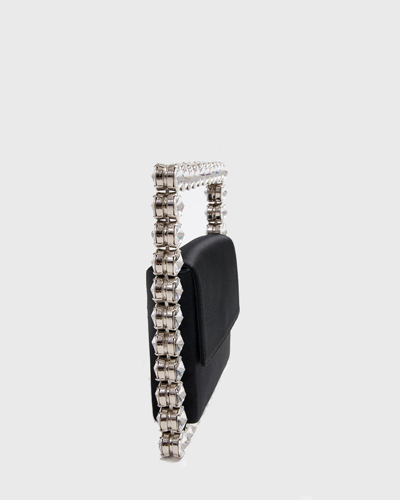 L'alingi London Eternity Black Square Luxury Clutch with Swarovski stones