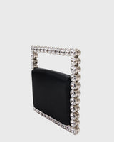 L'alingi London Eternity Black Square Luxury Clutch with Swarovski stones