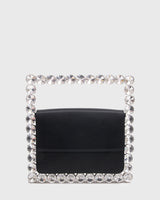 L'alingi London Eternity Black Square Luxury Clutch with Swarovski stones