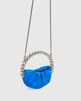 L'alingi London Blue Satin Micro Eternity Luxury Clutch with Swarovski stones