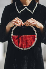 L'alingi London Eternity Burgundy Luxury Clutch with Swarovski stones