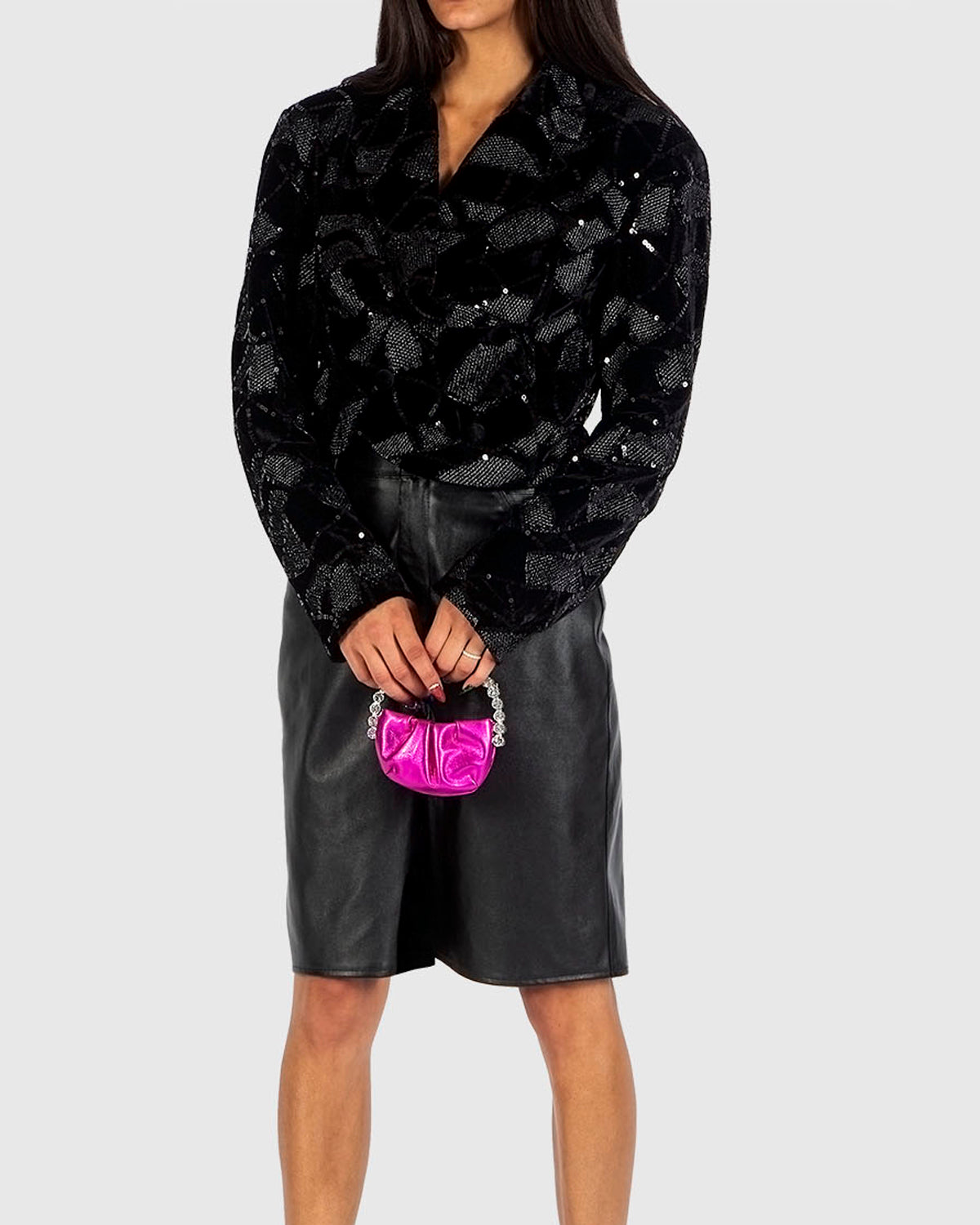 L'alingi London Fuchsia Micro Eternity Luxury Clutch with Swarovski stones
