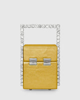 L'alingi London Gold Metallic Luxury Cube Clutch with Swarovski stones
