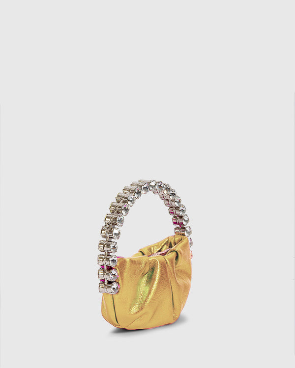 L'alingi London Gold Micro Eternity Luxury Clutch with Swarovski stones