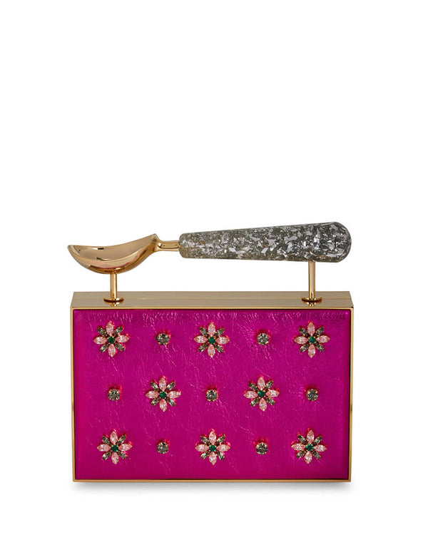 L'alingi London Hot Pink Jasmina Luxury Clutch with Swarovski Stones