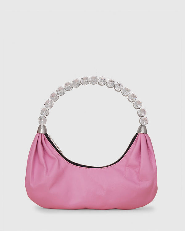L'alingi London Pink Banana Luxury Handbag with Swarovski stones
