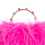 L'alingi London Pouch Neon Pink Feathers Luxury Clutch