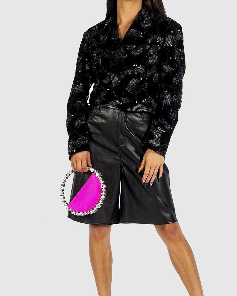 L'alingi London Multi Eternity Hot Pink Luxury Clutch with Swarovski stones