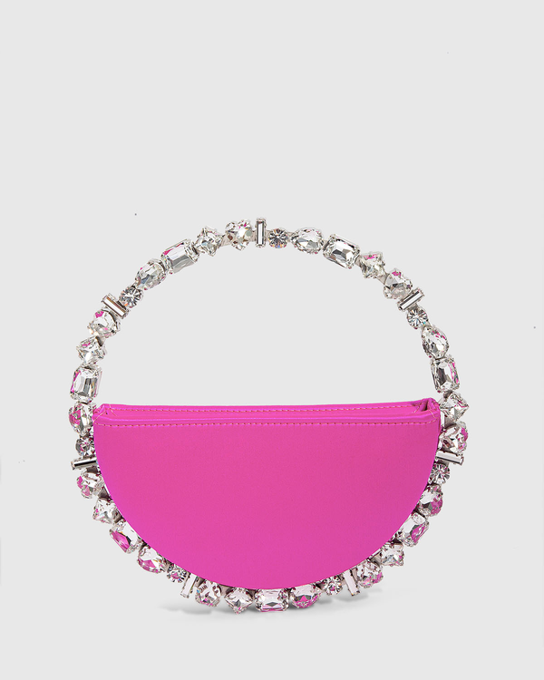 L'alingi London Multi Eternity Hot Pink Luxury Clutch with Swarovski stones