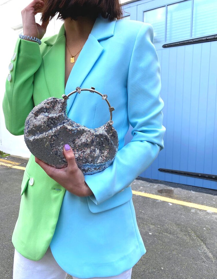 L'alingi London Pouch Silver Sequins Luxury Clutch