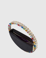 L'alingi London Eternity Black Luxury Clutch with Rainbow Swarovski stones