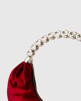 L'alingi London Burgundy Velvet Banana Luxury Handbag with Swarovski stones